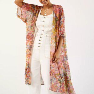 Anthropologie Bl^nk London Floral Shimmer Kimono One Size